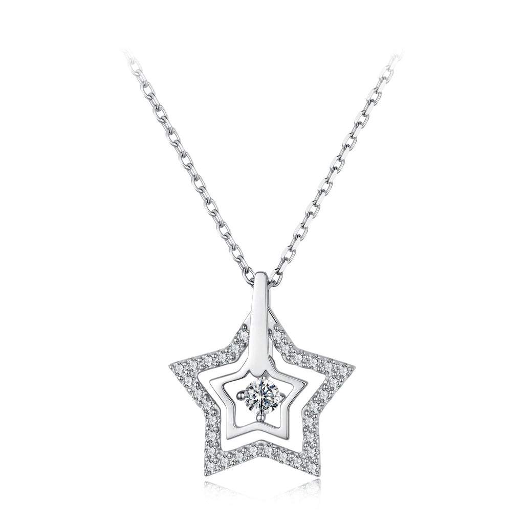 925 Sterling Silver White Gold Plated Moissanite 40+5cm Necklace for Women