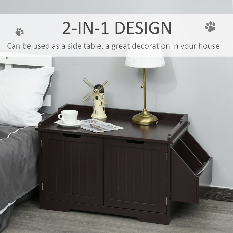 White Wooden Cat Litter Box Enclosure and Side Table - Image 15