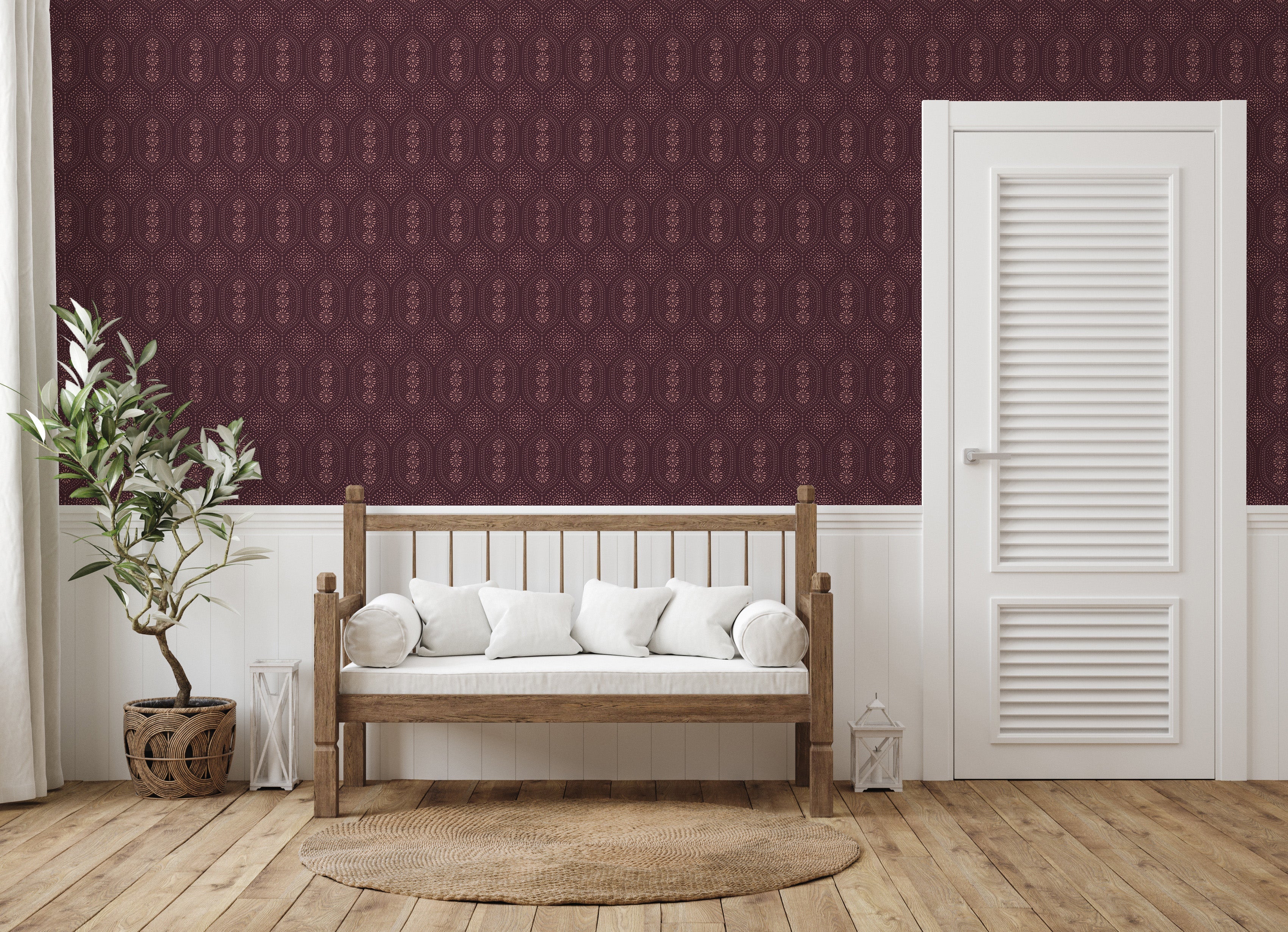 Holloway Geometric Wallpaper - Bohemian Off-White, Beige, and Taupe