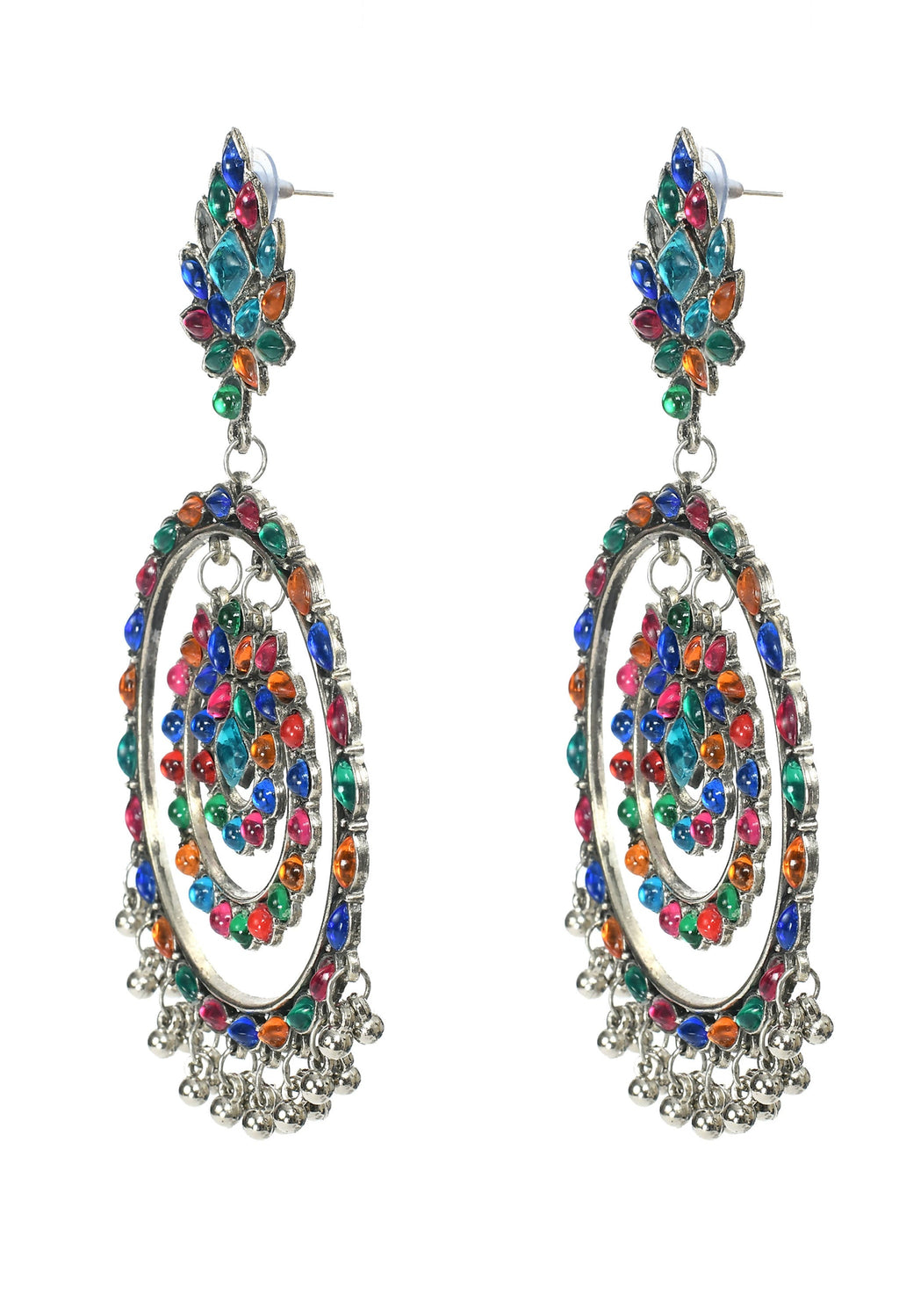 Multi Colour Kundan Circle Earrings for Party and Regular Wear