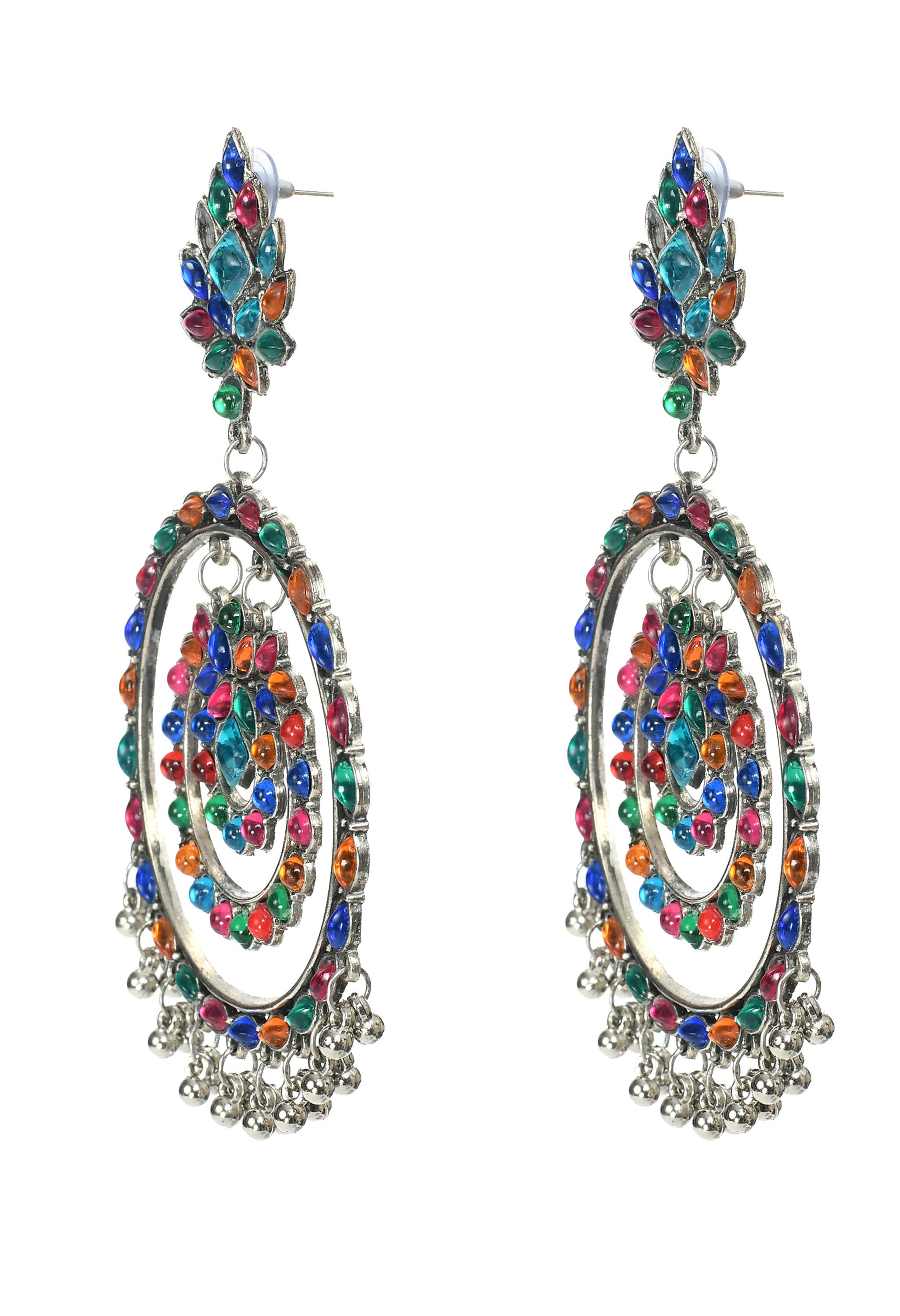Multi Colour Kundan Circle Earrings for Party and Regular Wear
