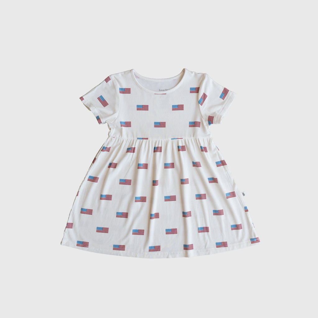 Patriotic Ribbed Bamboo T-Shirt Dress in Red, White and Blue