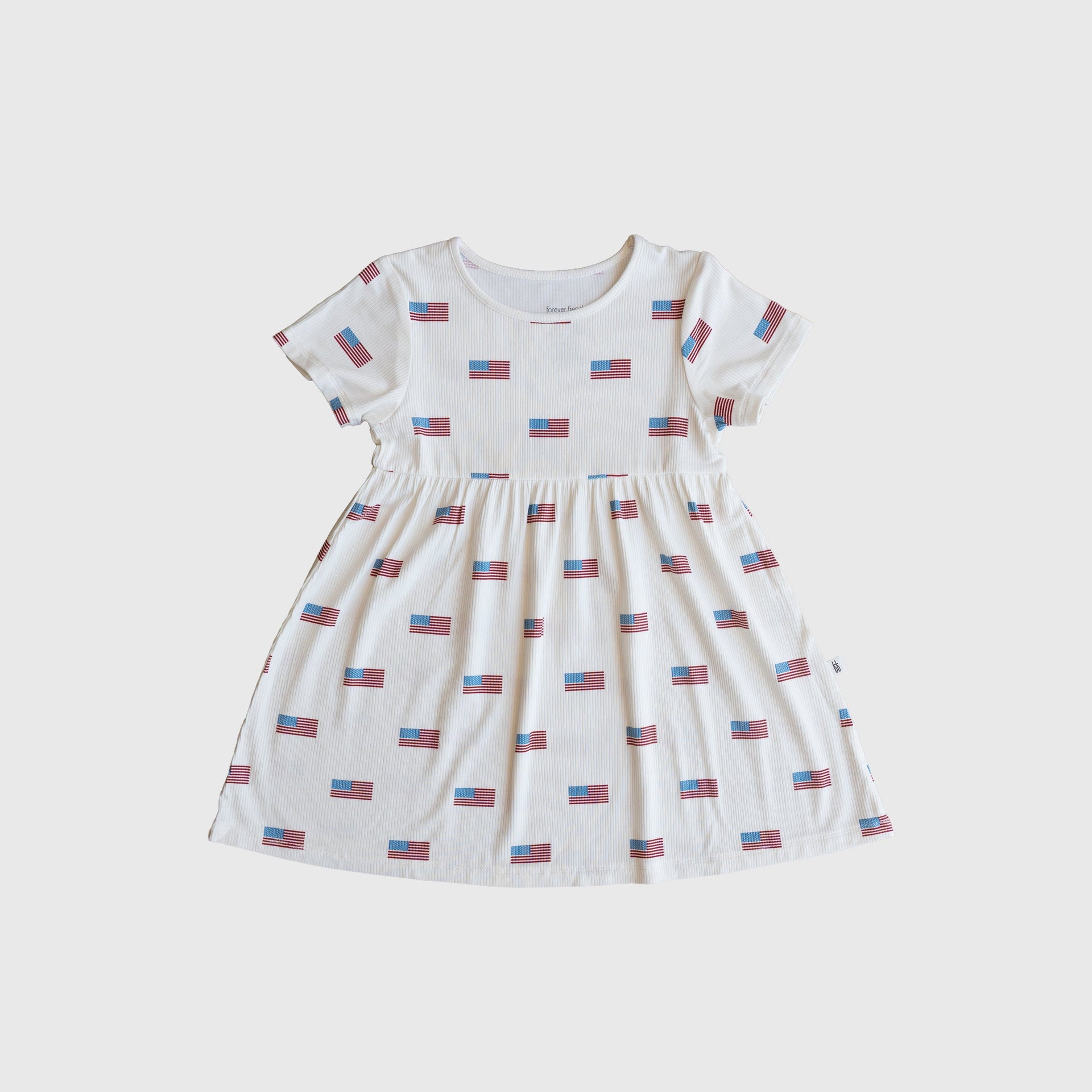Patriotic Ribbed Bamboo T-Shirt Dress in Red, White and Blue