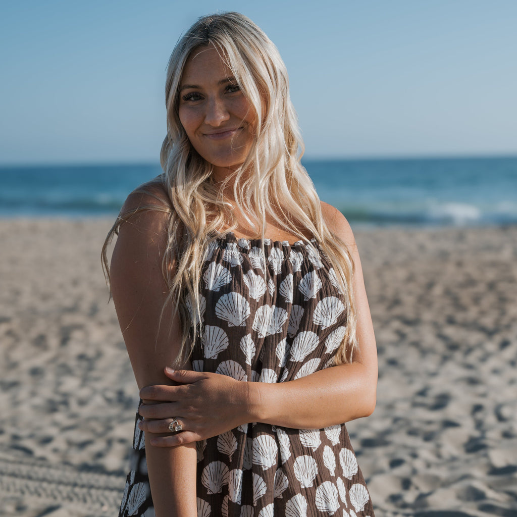 Women's Muslin Sleeveless Dress | Seashells