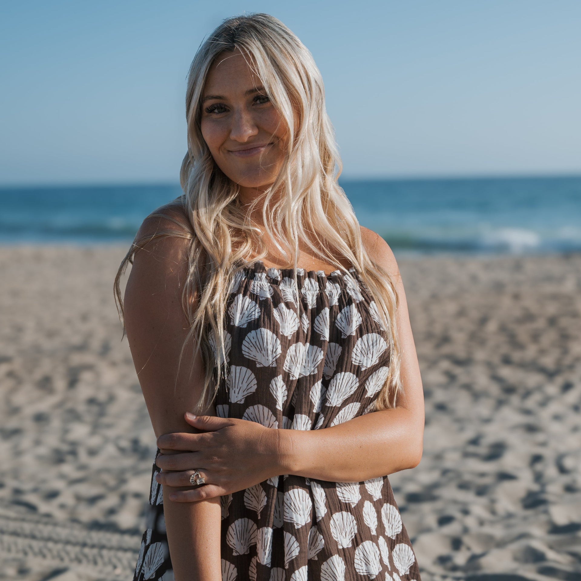 Women's Muslin Sleeveless Dress | Seashells