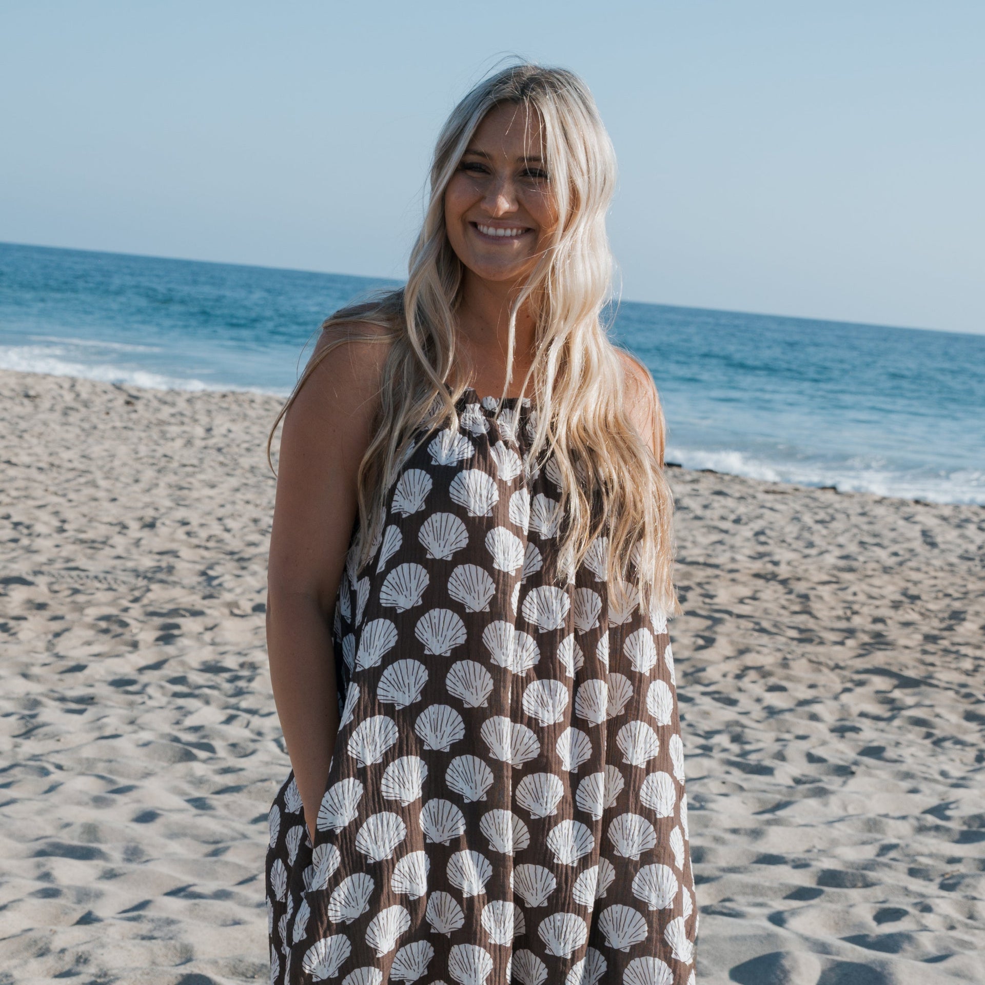 Women's Muslin Sleeveless Dress | Seashells