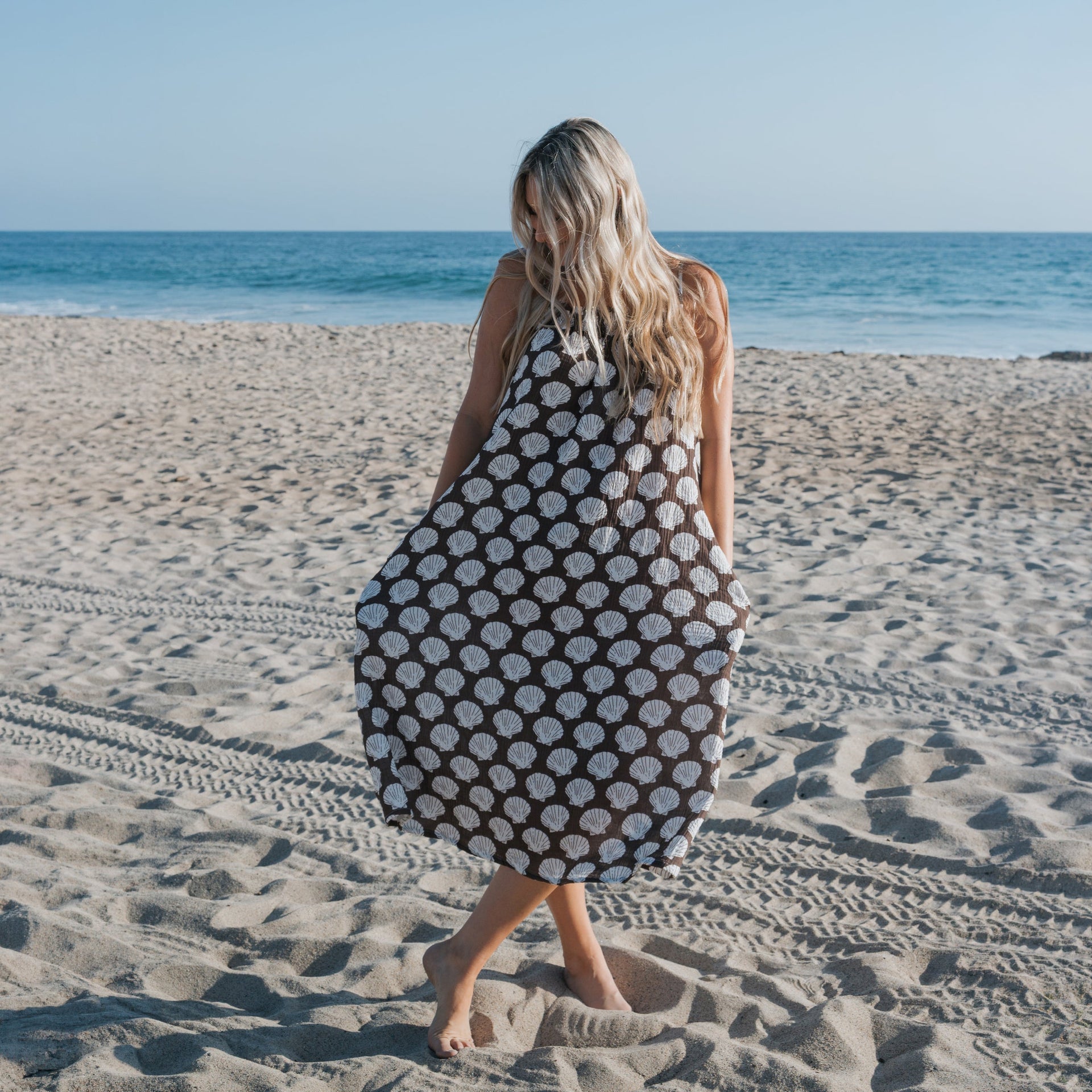 Women's Muslin Sleeveless Dress | Seashells