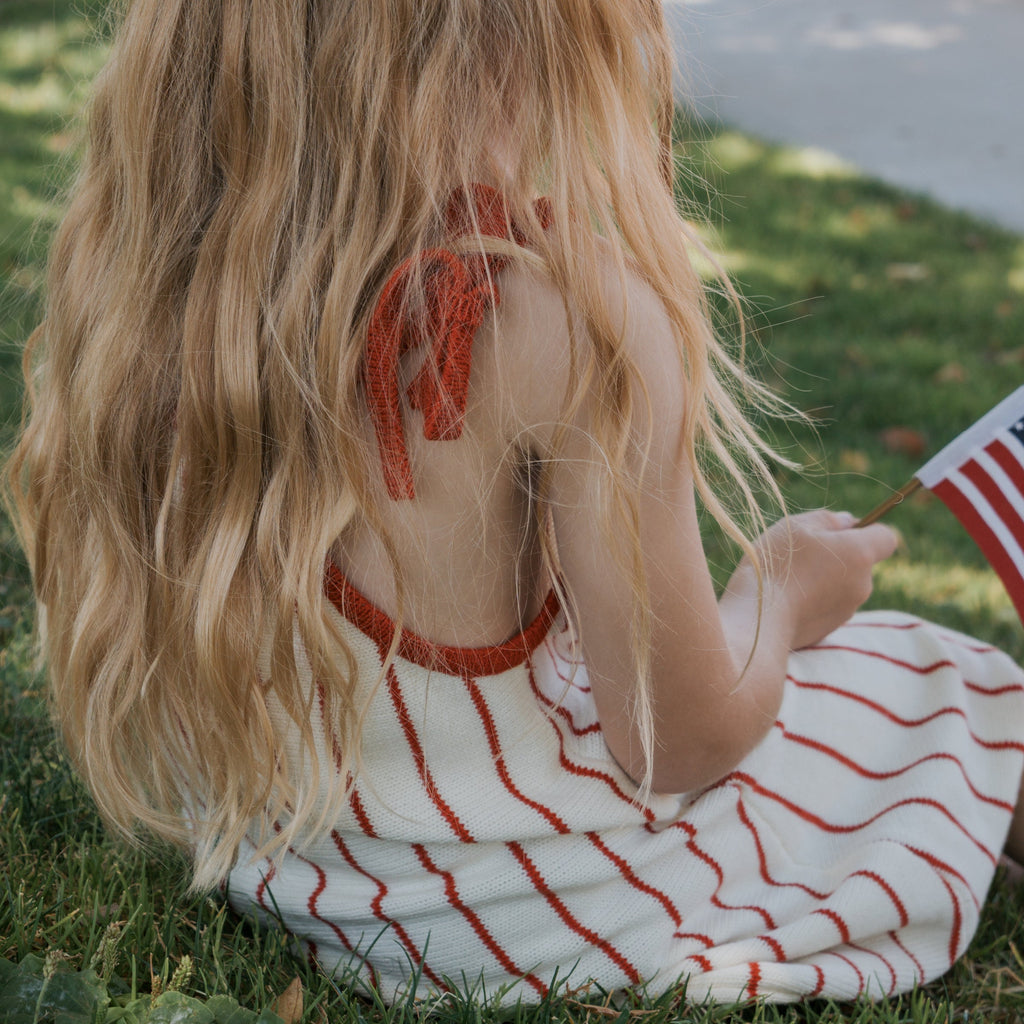 Picnic Pinstripe Knit Dress - Relaxed A-Line Sleeveless Dress