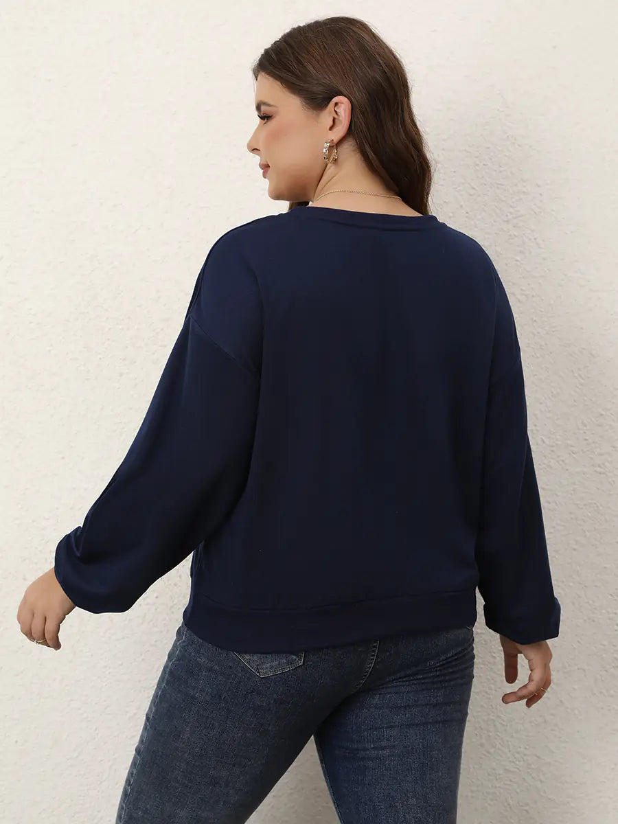 Floral Print Thermal Lined Plus Size Sweatshirt