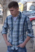 Classic green plaid button up dress shirt for men or women