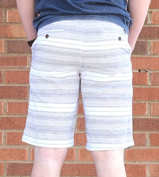 Navy Striped White Shorts: Casual Linen-Cotton Blend Bottoms