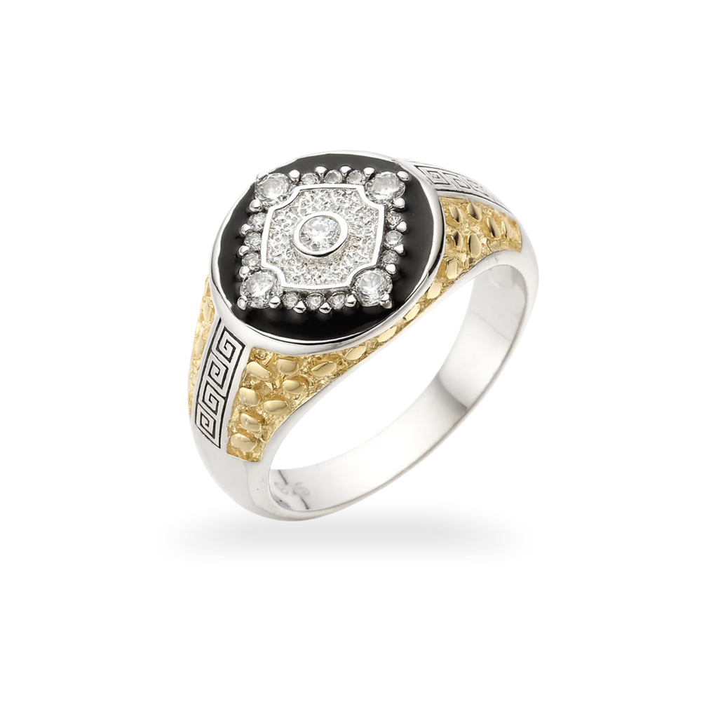 Moissanite Two-Tone Nugget Watch Ring in 925 Sterling Silver