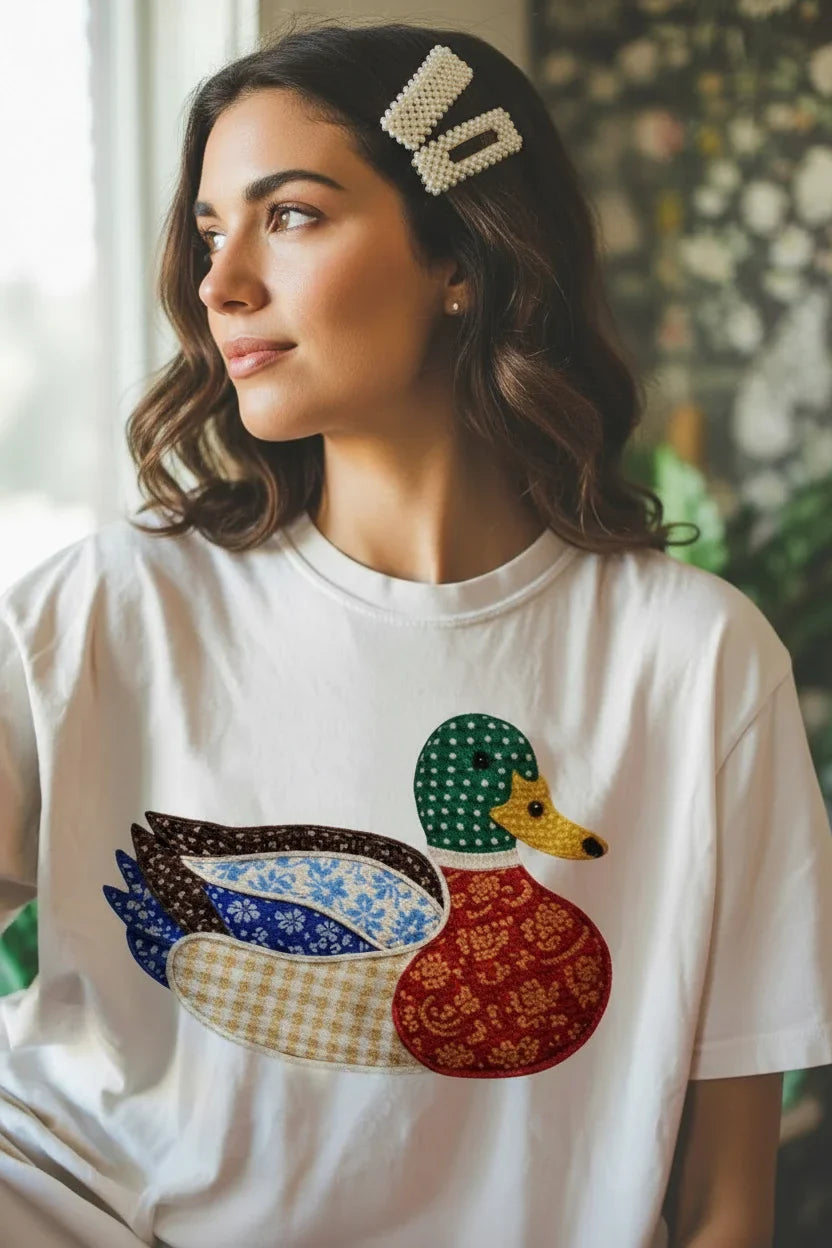 Duck Faux Texture Patchwork Comfort Colors Tee