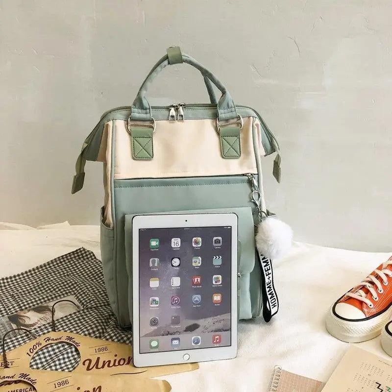 Preppy Patchwork Laptop Backpack for School and Travel