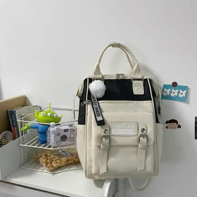 Preppy Patchwork Laptop Backpack for School and Travel