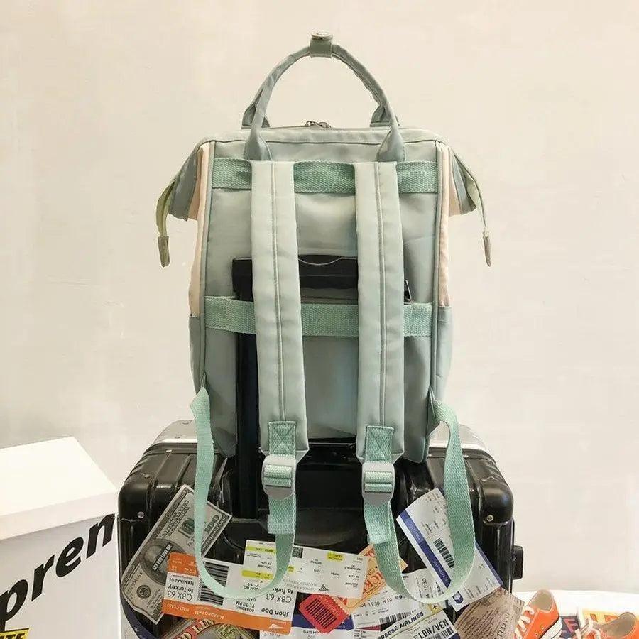 Preppy Patchwork Laptop Backpack for School and Travel