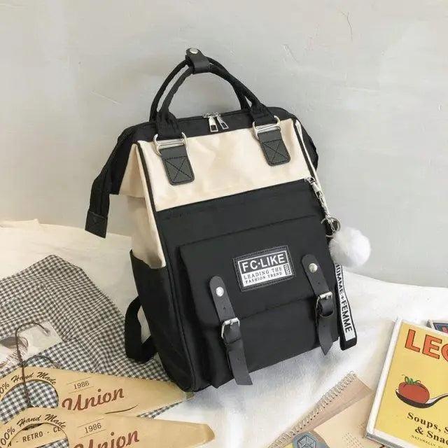Preppy Patchwork Laptop Backpack for School and Travel