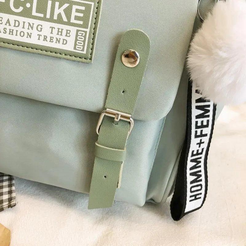 Preppy Patchwork Laptop Backpack for School and Travel
