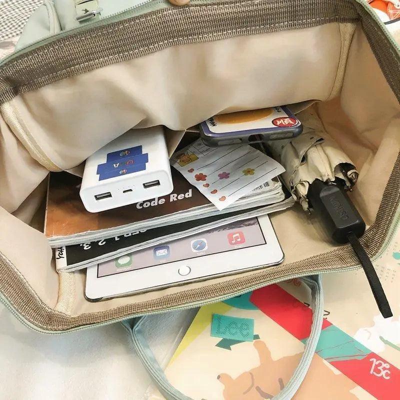 Preppy Patchwork Laptop Backpack for School and Travel