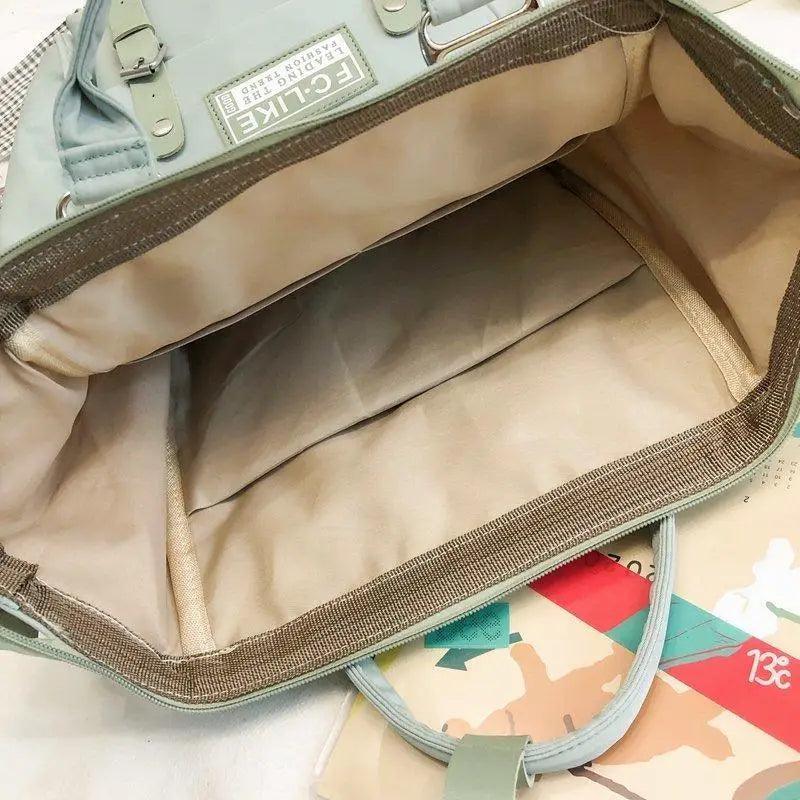 Preppy Patchwork Laptop Backpack for School and Travel