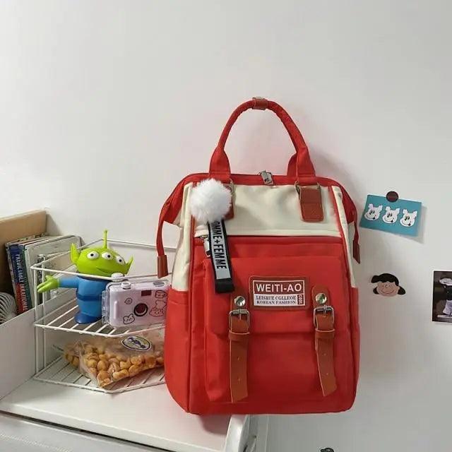 Preppy Patchwork Laptop Backpack for School and Travel