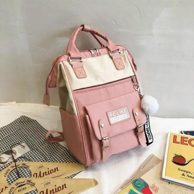 Preppy Patchwork Laptop Backpack for School and Travel