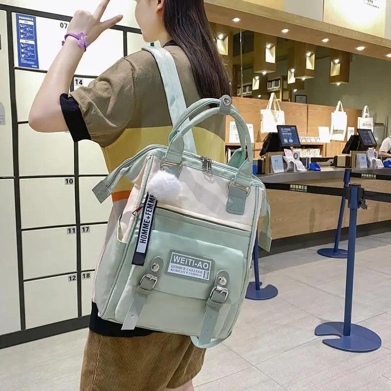 Preppy Patchwork Laptop Backpack for School and Travel