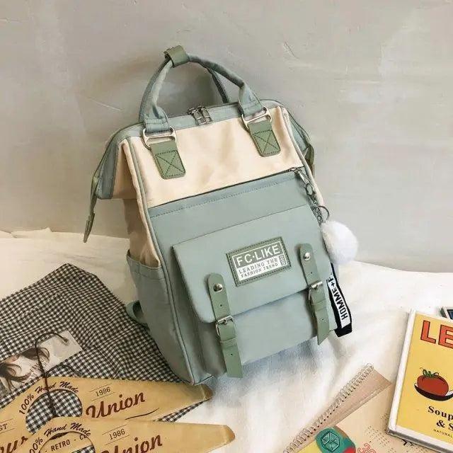 Preppy Patchwork Laptop Backpack for School and Travel