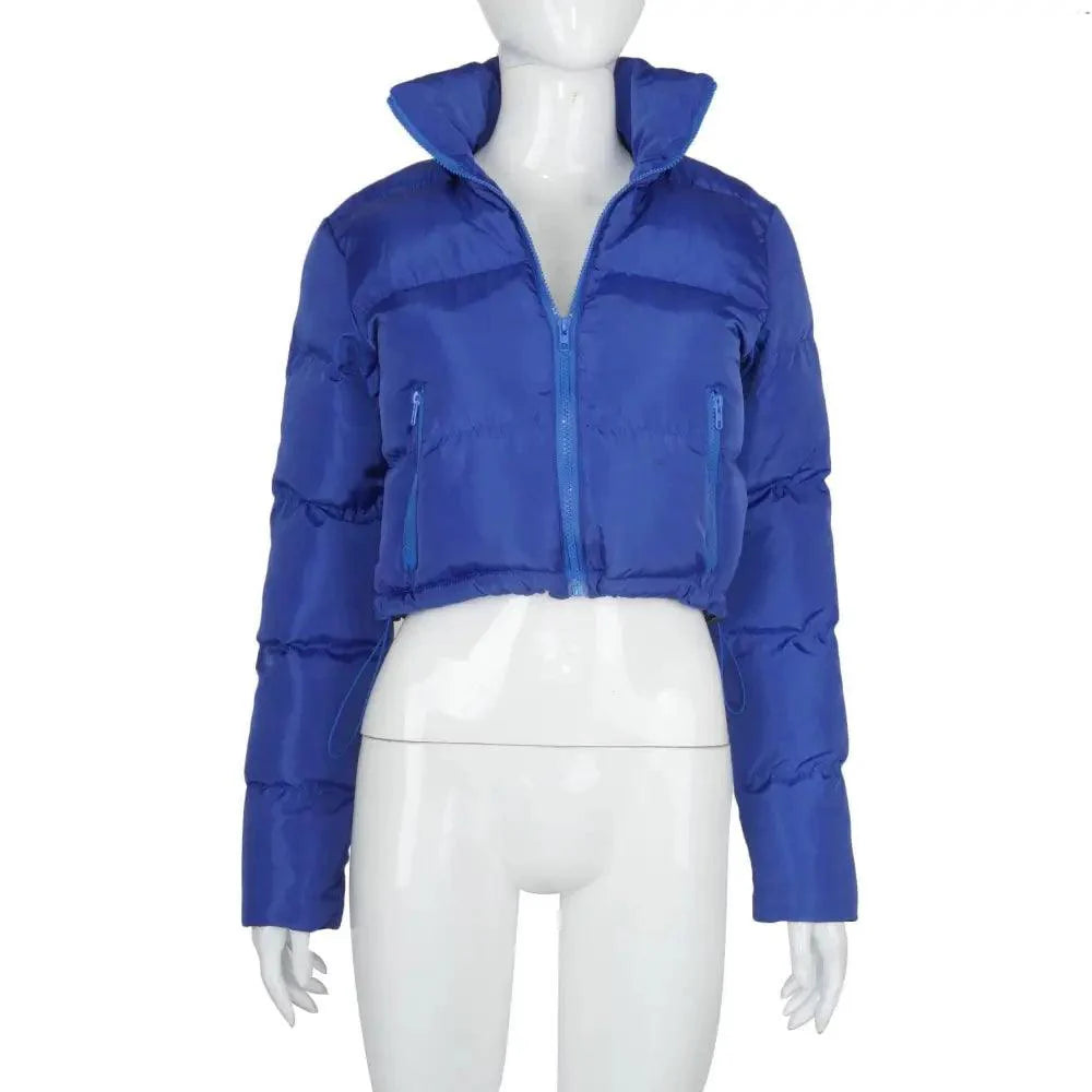 Women's Faux PU Leather Bubble Puffer Jacket Slim Fit Winter Coat