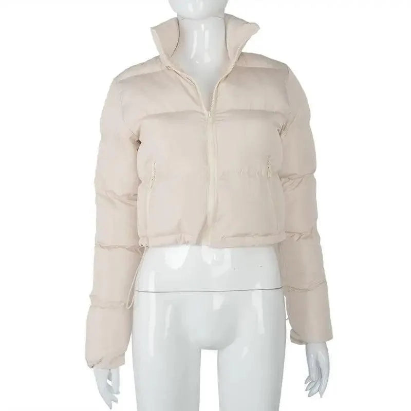 Women's Faux PU Leather Bubble Puffer Jacket Slim Fit Winter Coat