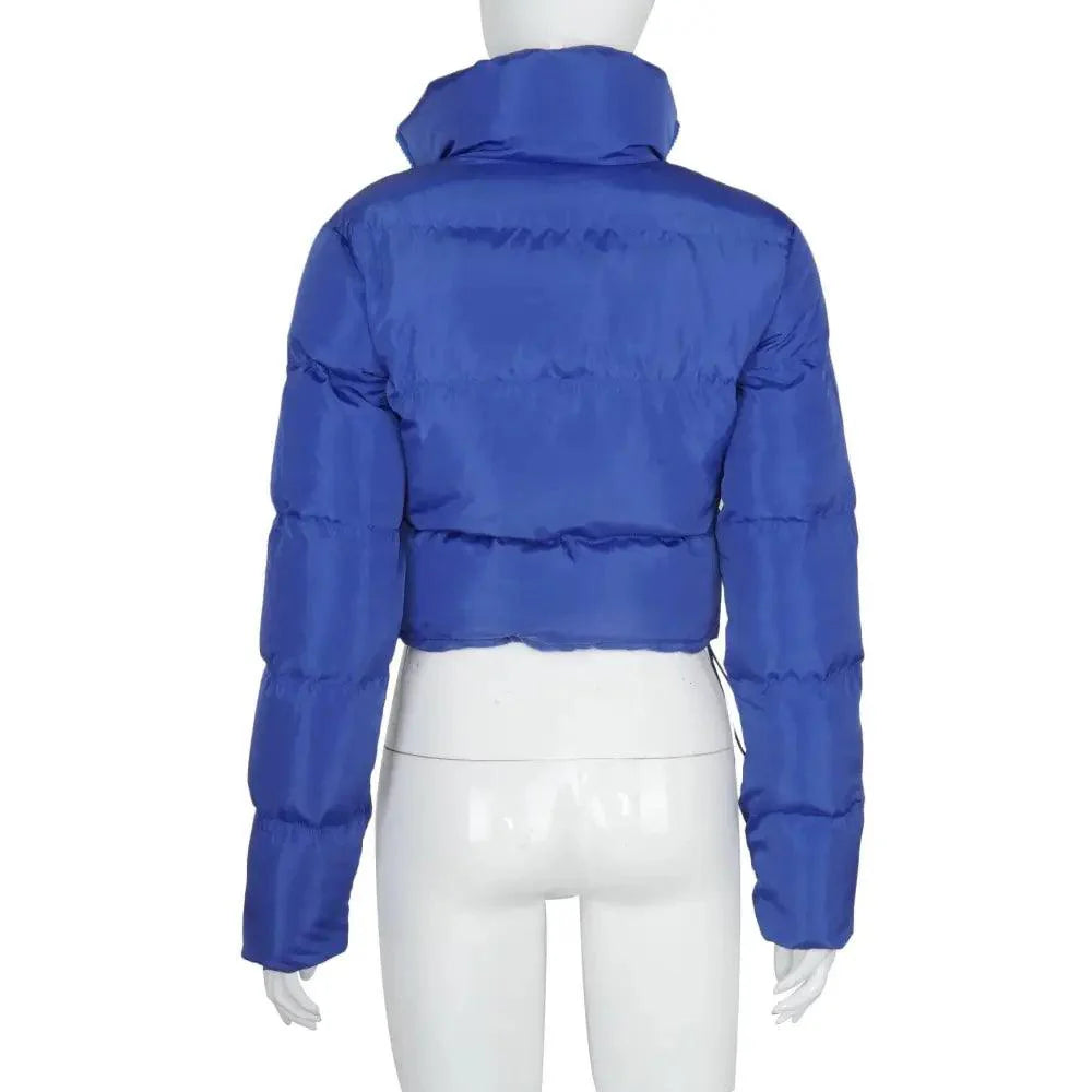 Women's Faux PU Leather Bubble Puffer Jacket Slim Fit Winter Coat