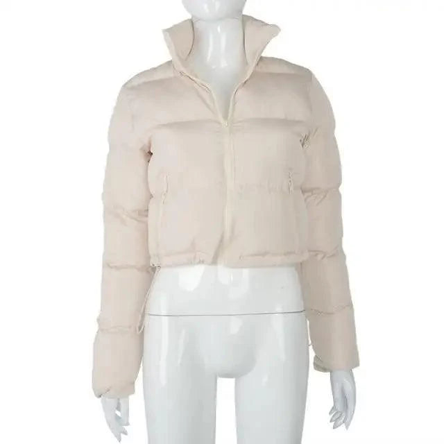 Women's Faux PU Leather Bubble Puffer Jacket Slim Fit Winter Coat