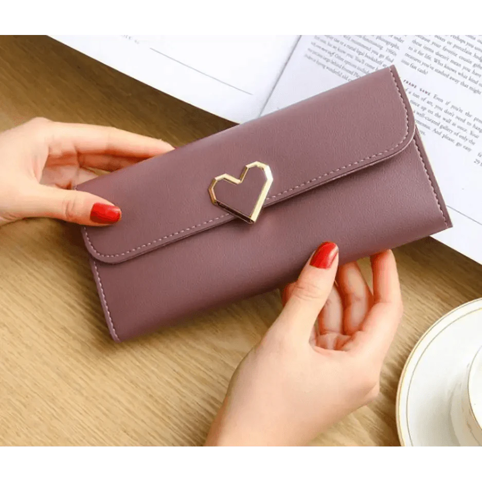 Cute Heart Pattern Small Wallet and Phone Clutch for Girls