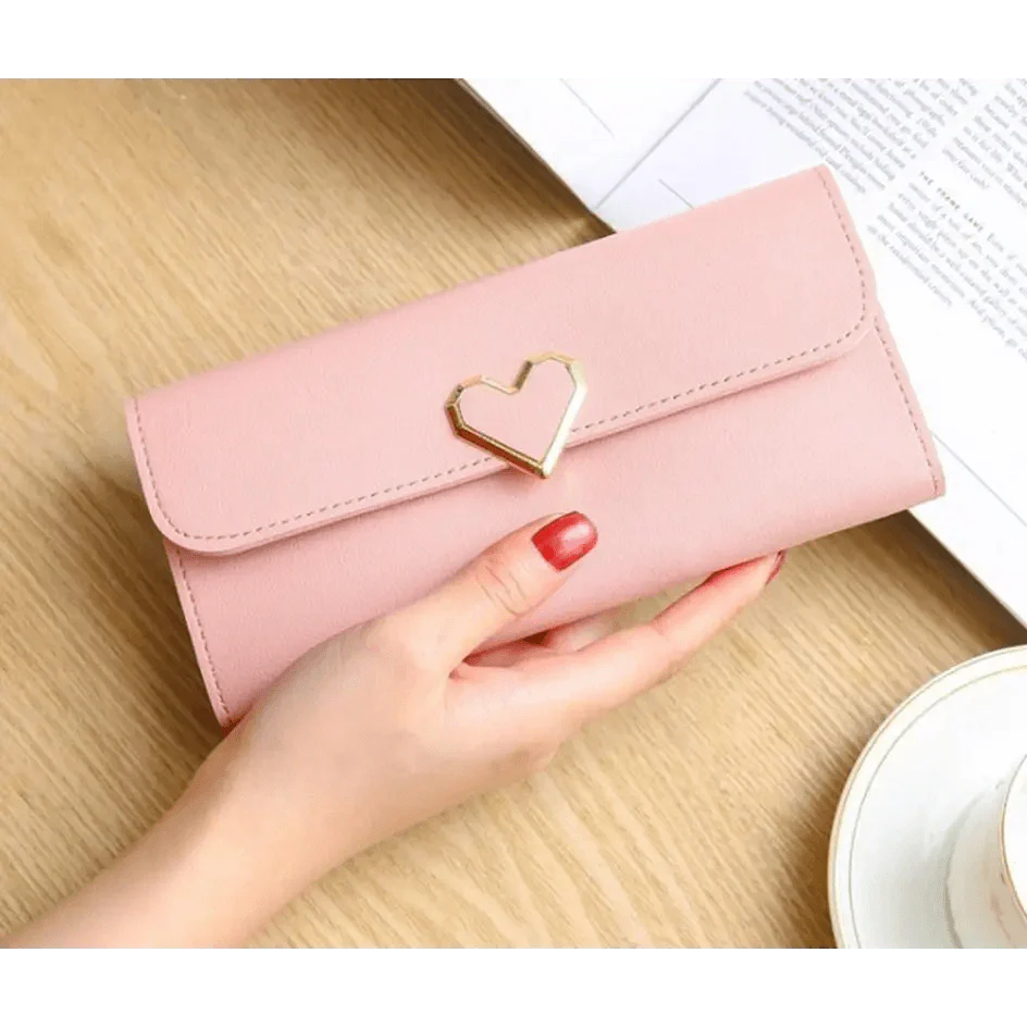 Cute Heart Pattern Small Wallet and Phone Clutch for Girls