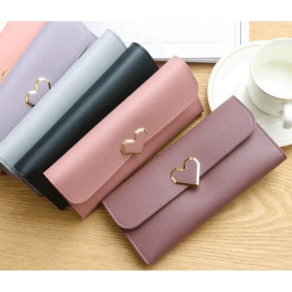 Cute Heart Pattern Small Wallet and Phone Clutch for Girls