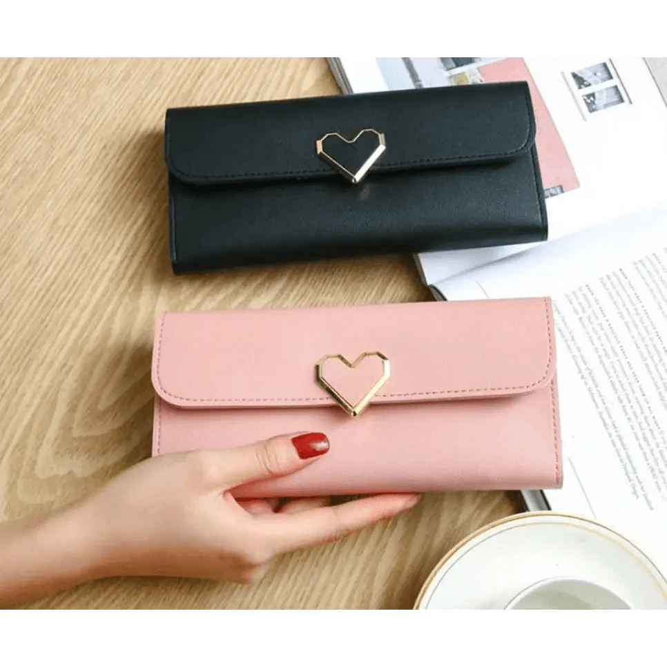 Cute Heart Pattern Small Wallet and Phone Clutch for Girls