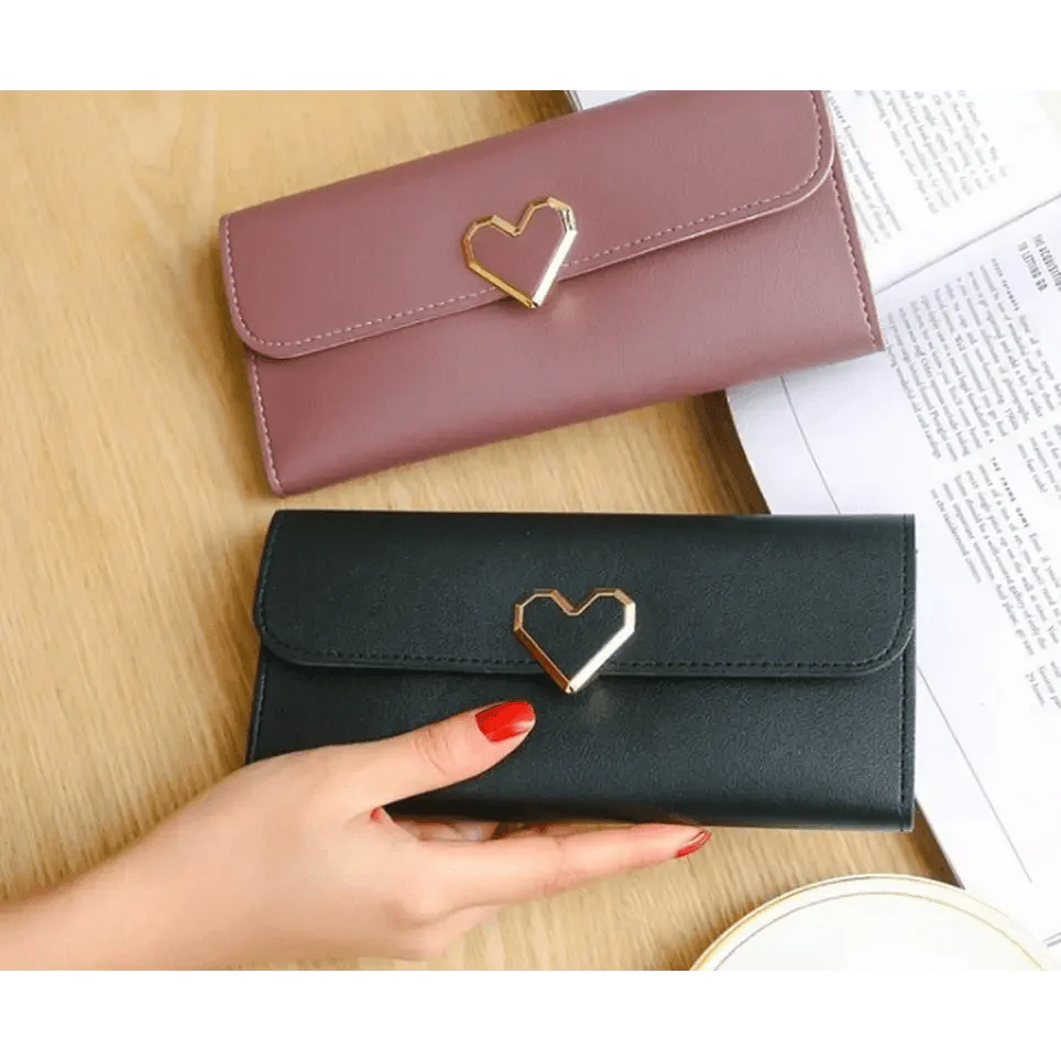 Cute Heart Pattern Small Wallet and Phone Clutch for Girls