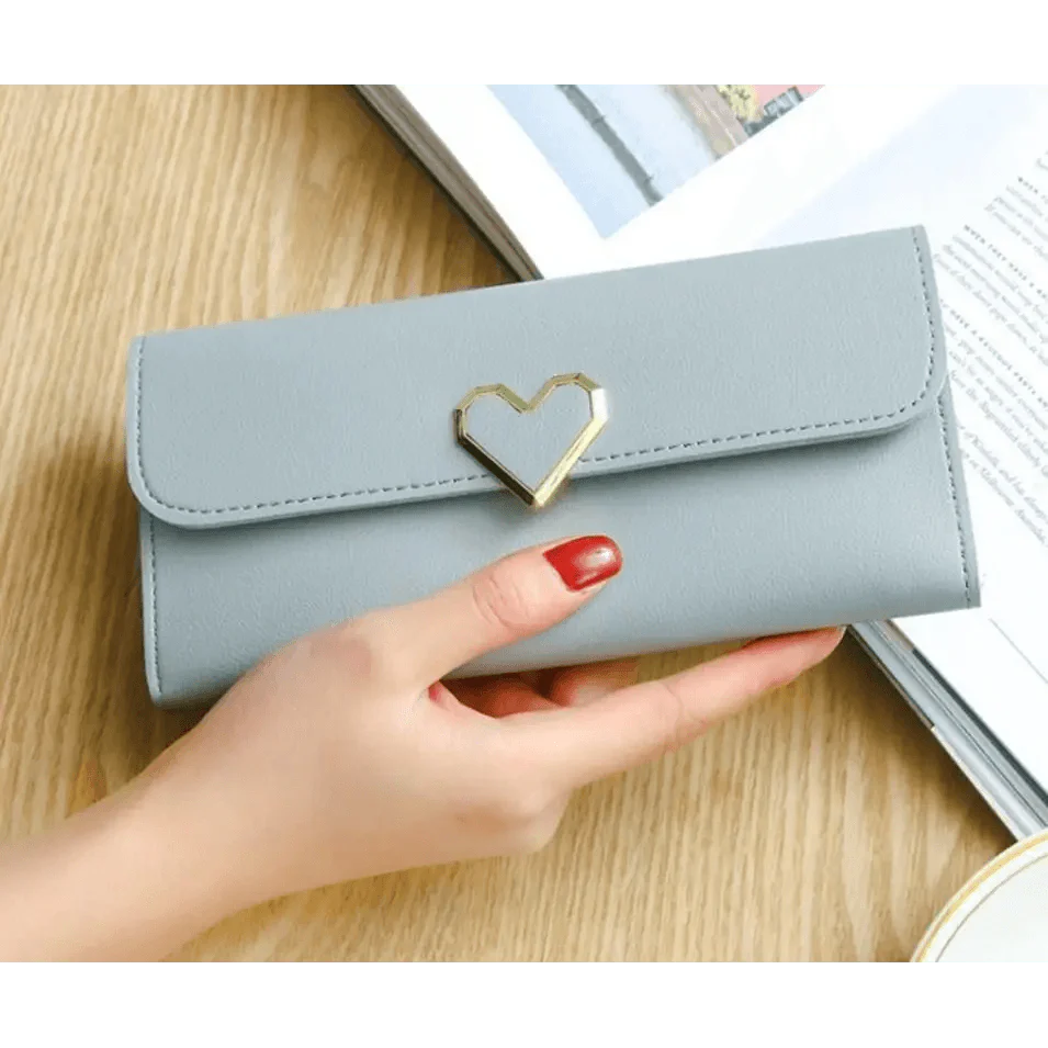Small heart pattern girls wallet and phone clutch in a stylish design