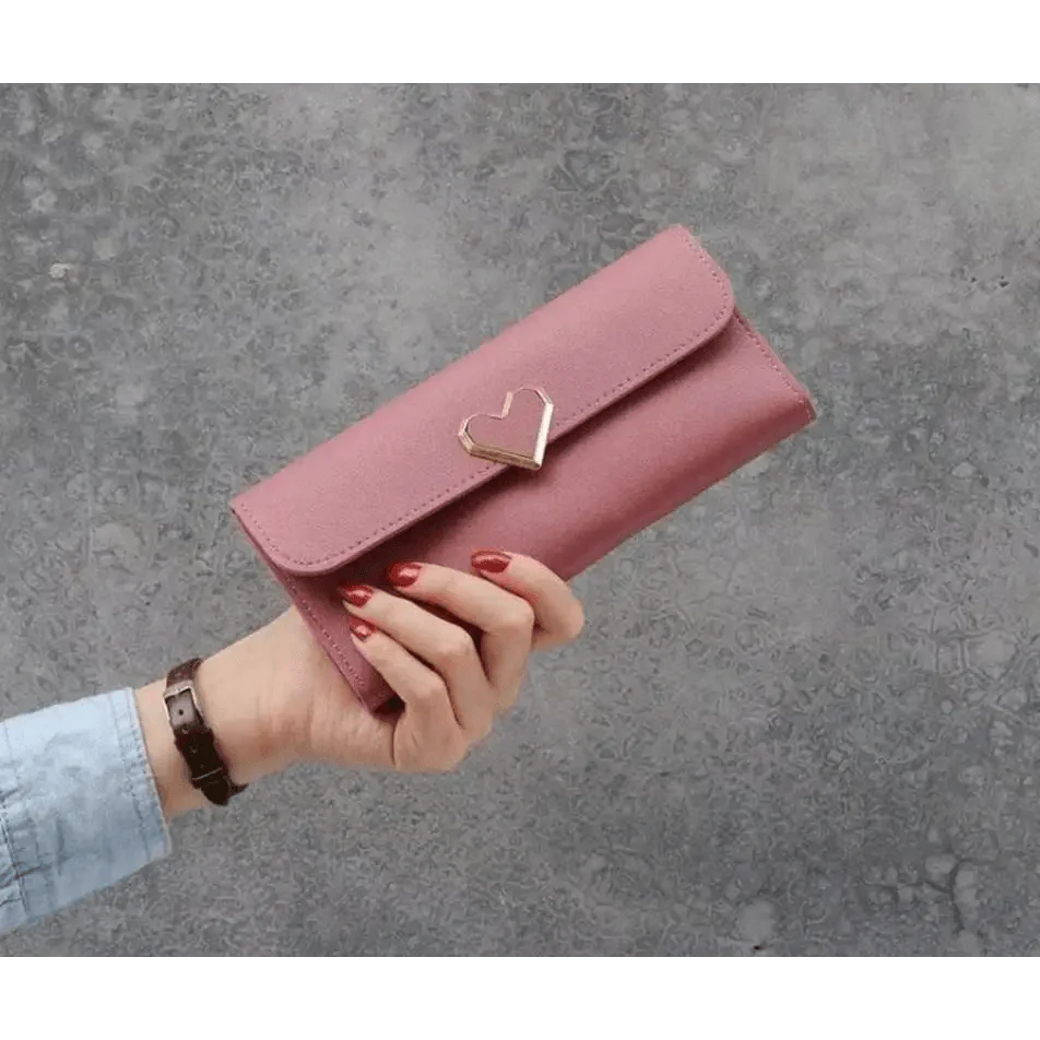 Cute Heart Pattern Small Wallet and Phone Clutch for Girls