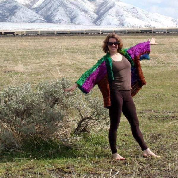 Colorful Crochet Kimono Duster Jacket - Bohemian Layering Piece
