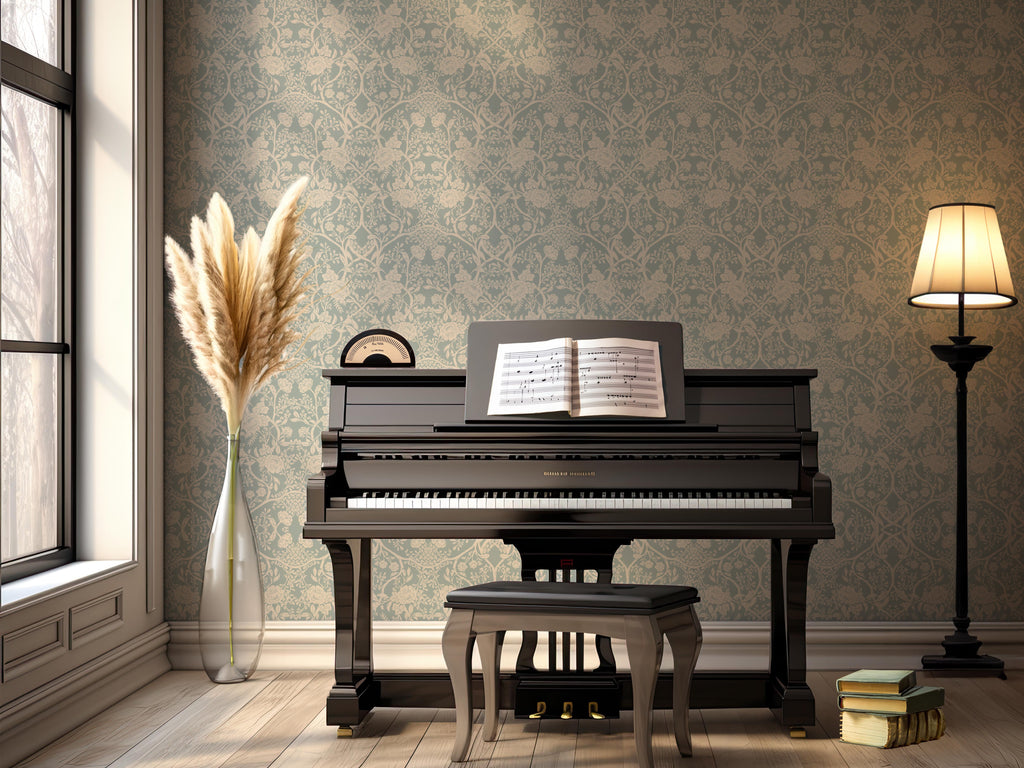 Winslow Floral Wallpaper – Beige, Cream, Pale-pink & Sage-green