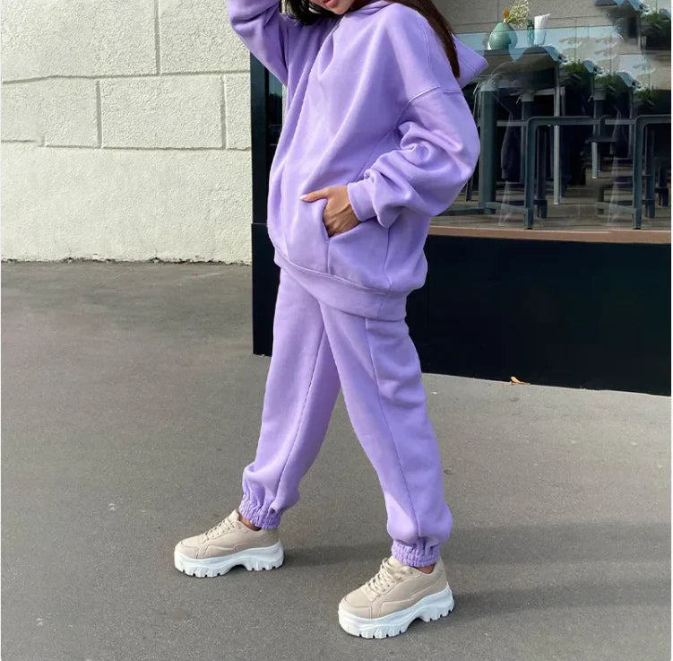 Women's Cozy Plush Hooded Sweatshirt and Joggers Loungewear Set - Image 14