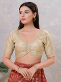 Light-Gold silk stitched blouse for festive wear