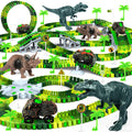Dinosaur Toys for Kids 3-5 Create A Dinosaur World Road Race Tracks Glow in The Dark Flexible Train Track Playset 2 Dinosaur Car for 3 4 5 6 Year Old Boys Girls Christmas Birthday Gift