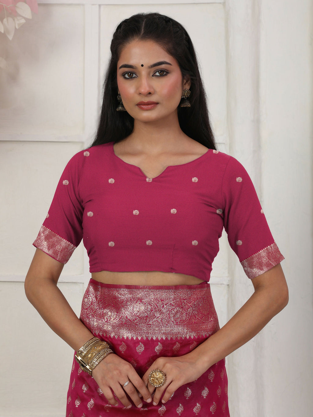 Lichi Silk Wine Saree with Matching Blouse Piece