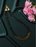 3-layer black and mustard crystal necklace for women by Dista