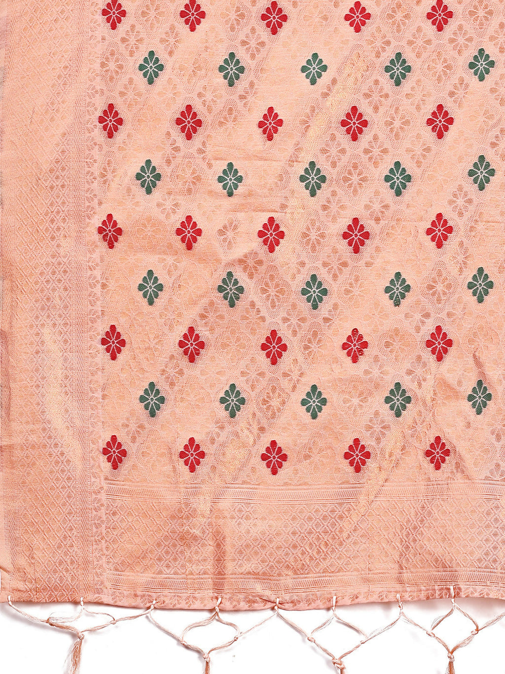 Neerja Peach Linen Cotton Saree with Matching Blouse Piece