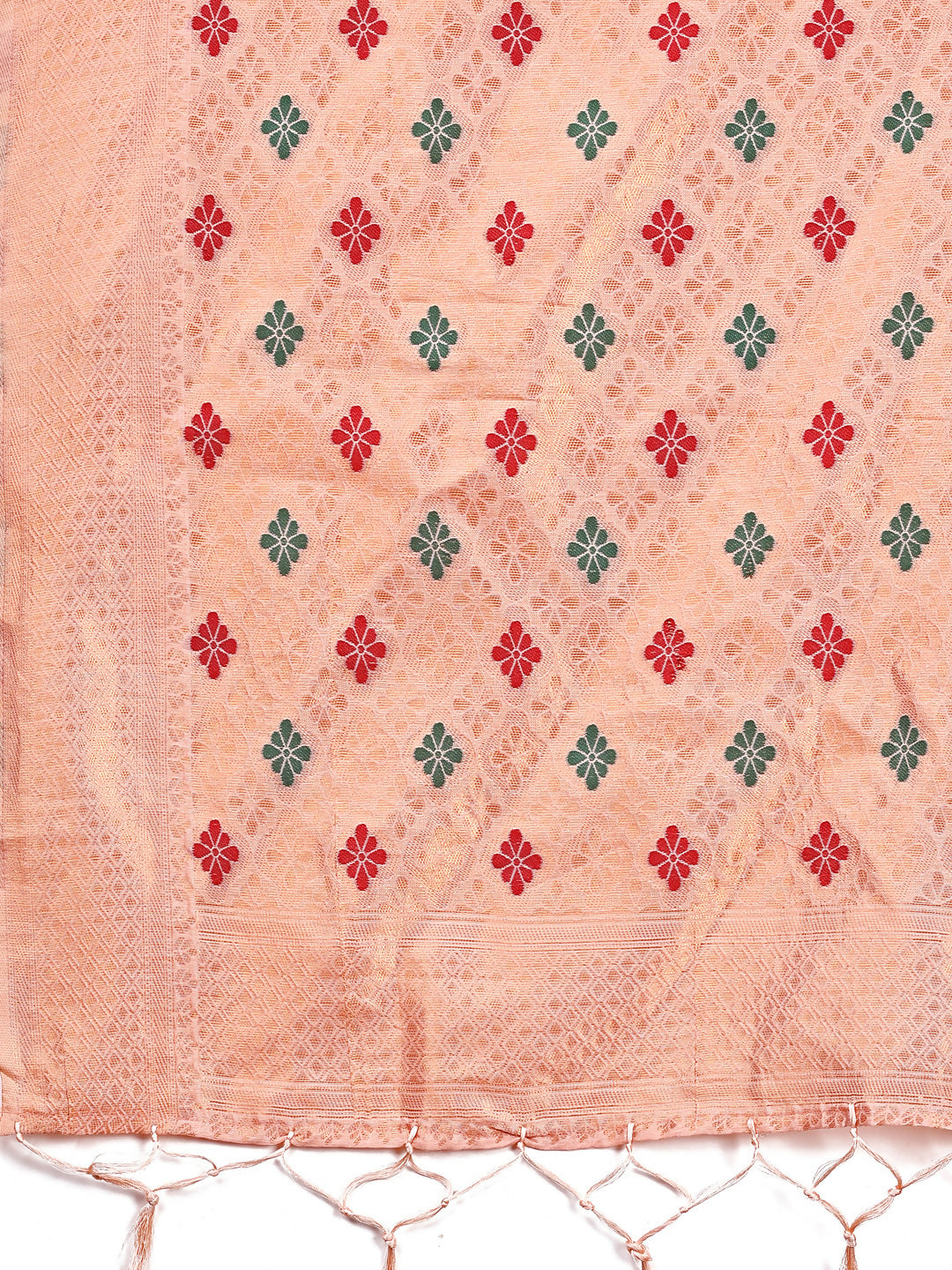 Neerja Peach Linen Cotton Saree with Matching Blouse Piece