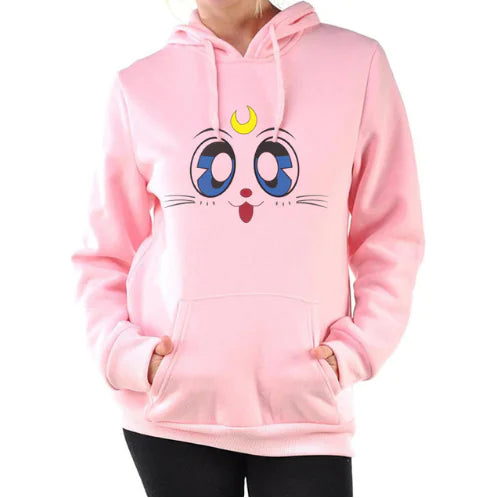 Women's Hooded Sweatshirt with Cute Cat Design