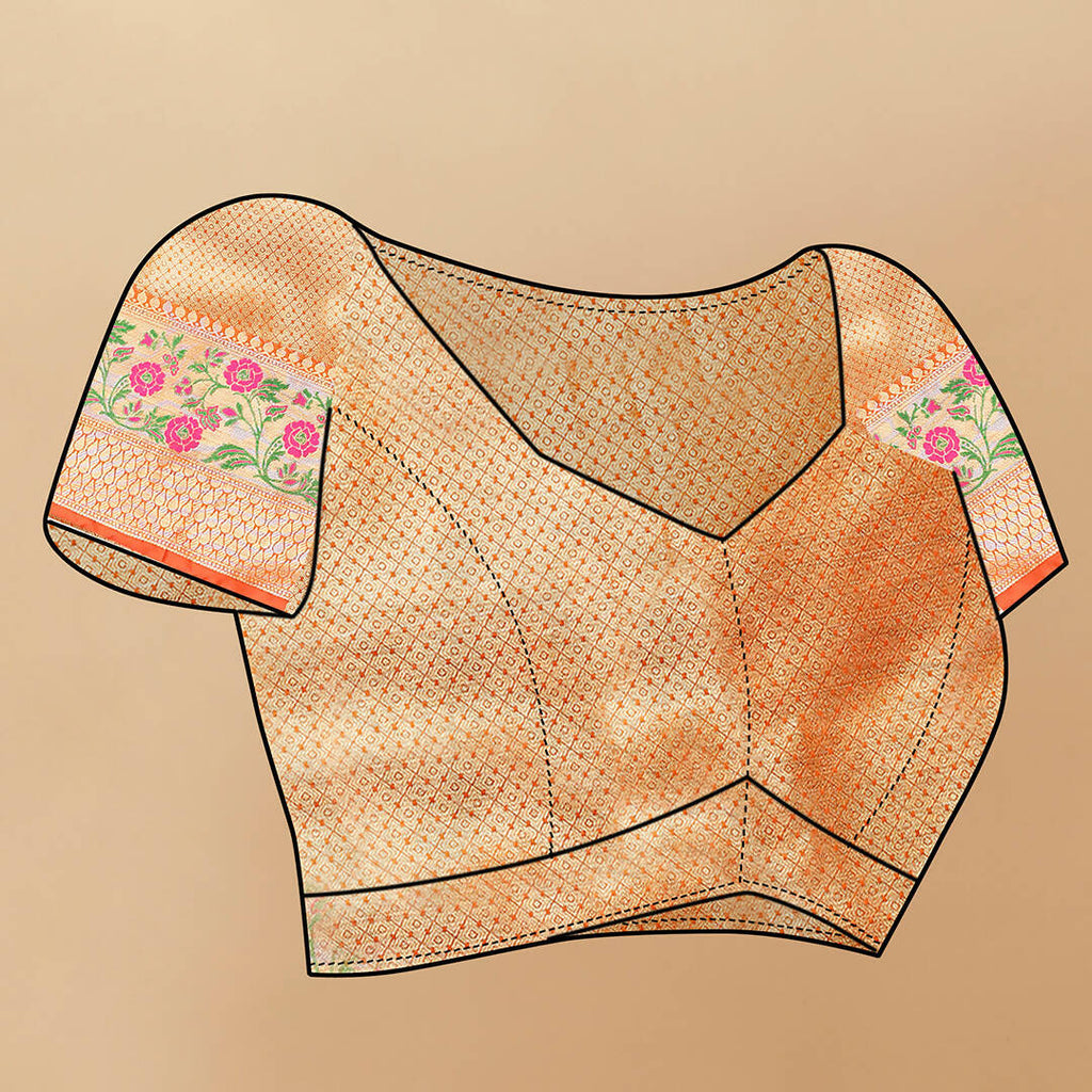 Orange Soft Cotton Leheriya Saree with Elegant Zari Woven Design